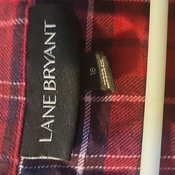 Lane Bryant corset waist look top Plaid smocked waist lantern sleeve 18 BD1 - Picture 4 of 7